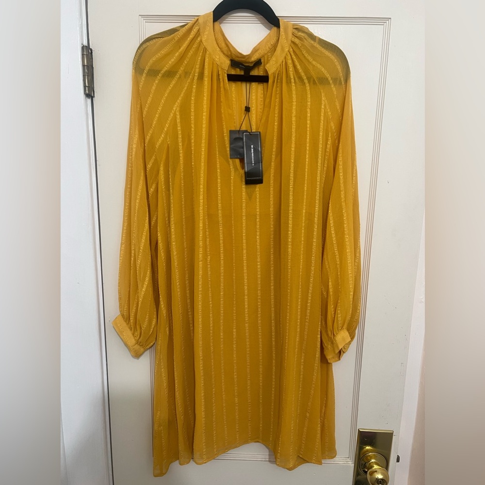 BCBG long sleeve, mini yellow dress